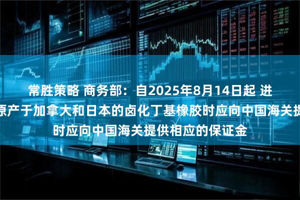 常胜策略 商务部：自2025年8月14日起 进口经营者在进口原产于加拿大和日本的卤化丁基橡胶时应向中国海关提供相应的保证金
