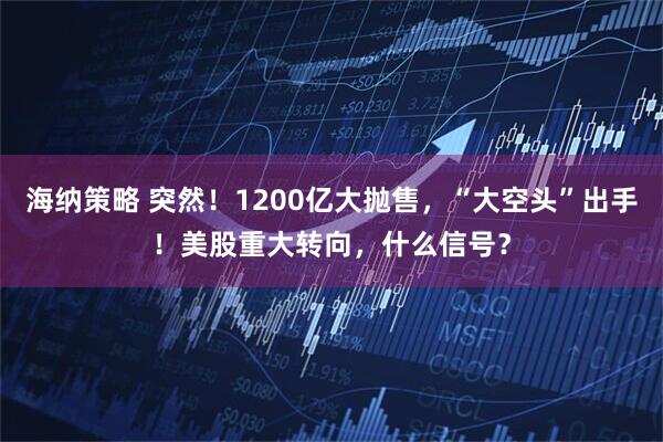 海纳策略 突然！1200亿大抛售，“大空头”出手！美股重大转向，什么信号？